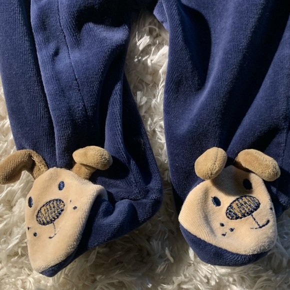 VINTAGE BABIES R US FOOTIE PAJAMA VELOUR W/ PUPPY  “MOMMY’S LITTLE PRINCE” 3MO - Picture 5 of 7
